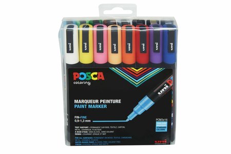 Posca set PC3Mx16 fijn standaardkleuren