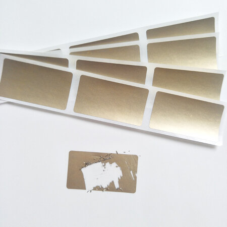 Krasstickers - Zelf krasplaatjes maken - Kraskaart Sticker - Rechthoek - Goudkleurig - 2,3x4,2m - 9 stuks
