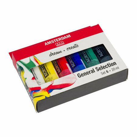 Amsterdam Acrylverf Set - 6 x 20 ml General Selection - Acrylverf - Pigmentrijke Verf - Sneldrogende Verf - Kunstschildersverf - DIY Schilderen - 6 x 20 ml