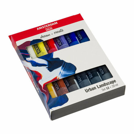 Amsterdam Acrylverf Set - 12 x 20 ml Urban Landscape - Acrylverf - Sneldrogende Verf - Pigmentrijke Verf - Kunstschildersverf - Kleurrijke Verf - Hobbyverf - 12 x 20 ml