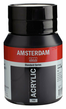 Amsterdam Acrylverf - 702 Lampenzwart - Acrylverf - Pigmentrijke verf - Sneldrogende verf - Kunstschildersverf - Kleurrijke verf - Verf voor canvas - Verf voor textiel - 500 ml