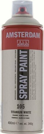 Amsterdam Spraypaint - 105 Titaanwit - Spuitverf - Acryl spuitverf - Sneldrogende verf - Waterbasis spraypaint - Pigmentrijke verf - Verf voor textiel - Acrylverf kopen - 400 ml