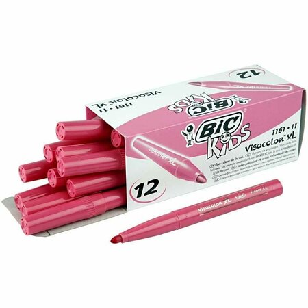 Stiften Roze - Roze Viltstiften - Kleurstiften - Tekenstiften - Stiften Met Dikke Punt - Waterbasis - Premium Kwaliteit - Kindvriendelijke Stiften - Lijndikte 3mm - BIC Visa Color - 12 stuks