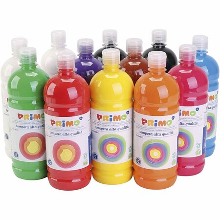 Acrylverf - Diverse Kleuren - Luxe Schoolverf - Acrylaatverf - Acrylic paint - Matte Waterbasis Hobbyverf - Knutselen en Verven - Sneldrogende Verf - 12x1000ml