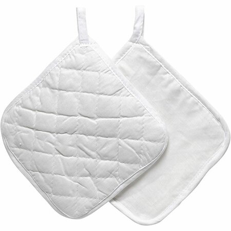Pannenlappen Wit - 20x20 cm - 145 gr - 4 Stuks - Extra Dikke Katoenen Hittebestendige Lappen Met Ophanglus - Machinewasbaar - Wit