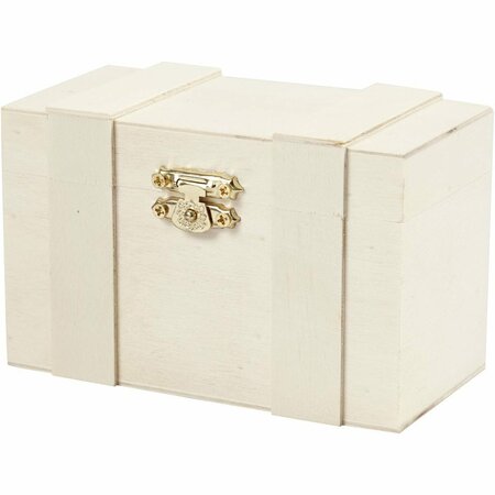 Houten Schatkist - Opbergkistje Met Metalen Sluiting - Vintage Mini Kist Voor DIY, Decoratie & Sieraden - Houten Doos Om Te Versieren & Beschilderen - 12x7,5x6 cm - 1 Stuk