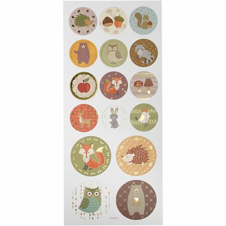 Stickers Bosdieren - Zelfklevende-Stickers - DIY-Decoratie - Scrapbooking - 10x23 cm - Circa 16 Stuks - 1 Stickervel
