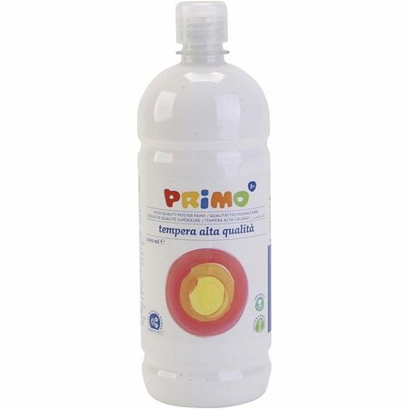 Wit Matt - PRIMO Verf - 1000 ml - Waterbasis Verf met Goede Kleurdiepte - Verdunbaar met Water - Geschikt voor Papier, Karton, Hout en Decor - Mengbaar met Lijmvernis voor Betere Hechting - Zijdeglans