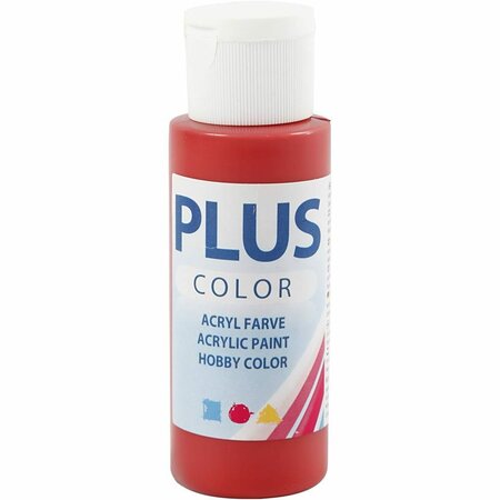 Acrylverf - Rode Verf - Acrylaatverf - Acrylic paint - Hobbyverf - Sneldrogende Verf - Dekkende Verf - Waterbasis Verf - Hoogwaardige Decoratie Verf - Kerstrood - Plus Color Verf - 60ml