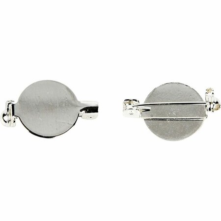Brochespeld – DIY Verzilverd Brochespeld – Naai- En Lijmbroche Voor Decoratie – Brochbasis Voor Zelf Maken – Broche Voor Projecten – Diameter 20 mm - 5 Stuks