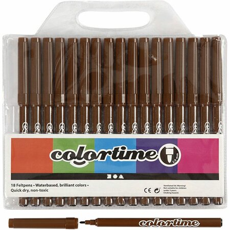 Stiften Bruin - Bruine Viltstiften - Kleurstiften - Tekenstiften - Stiften - Waterbasis - Zeer Intense Kleuren - Lijndikte 2mm - 18 stuks