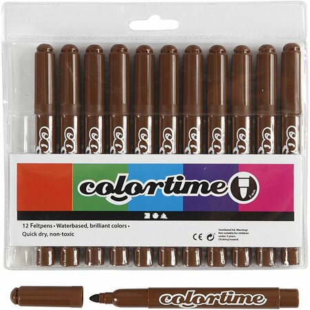 Stiften Bruin - Bruine Viltstiften - Kleurstiften - Tekenstiften - Stiften Met Dikke Punt - Waterbasis - Zeer Intense Kleuren - Lijndikte 5mm - 12 stuks