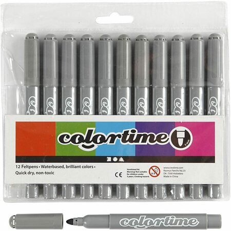 Stiften Grijs - Grijze Viltstiften - Kleurstiften - Tekenstiften - Stiften Met Dikke Punt - Waterbasis - Zeer Intense Kleuren - Lijndikte 5mm - 12 stuks