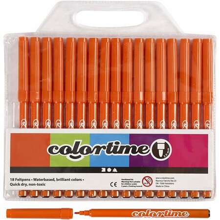 Stiften Oranje - Oranje Viltstiften - Kleurstiften - Tekenstiften - Stiften - Waterbasis - Zeer Intense Kleuren - Lijndikte 2mm - 18 stuks