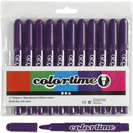 Stiften Paars - Paarse Viltstiften - Kleurstiften - Tekenstiften - Stiften Met Dikke Punt - Waterbasis - Zeer Intense Kleuren - Lijndikte 5mm - 12 stuks