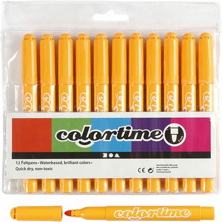 Stiften Warm Geel - Warm Gele Viltstiften - Kleurstiften - Tekenstiften - Stiften Met Dikke Punt - Waterbasis - Zeer Intense Kleuren - Lijndikte 5mm - 12 stuks