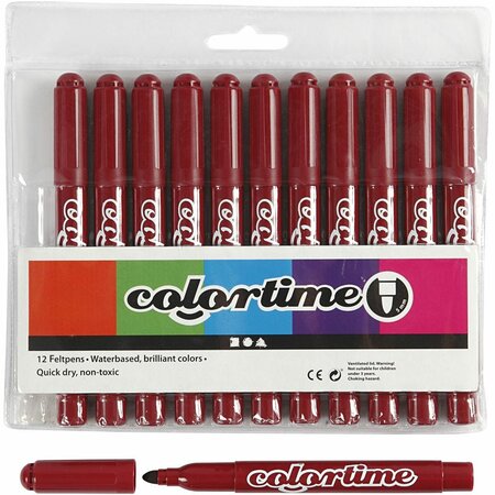 Stiften Wijnrood - Wijnrode Viltstiften - Kleurstiften - Tekenstiften - Stiften Met Dikke Punt - Waterbasis - Zeer Intense Kleuren - Lijndikte 5mm - 12 stuks