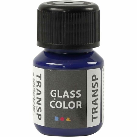 Glasverf - Transparant - Briljant Blauw - Porseleinverf voor Glas, Plastic en Porselein - Waterbasis Verf - 30ml - Creatieve Materialen - Handafwasbaar na Bakken