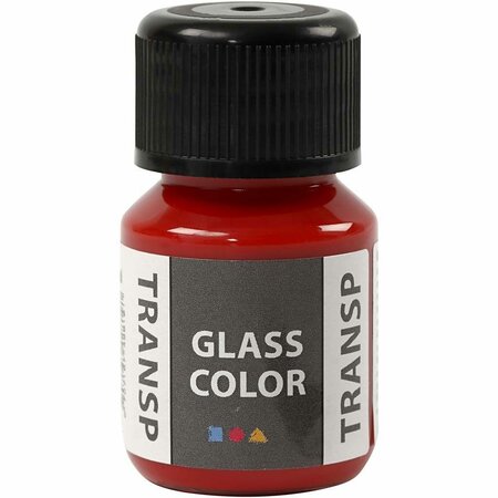 Glasverf - Transparant - Rood - Porseleinverf voor Glas, Plastic en Porselein - Waterbasis Verf - 30ml - Creatieve Materialen - Handafwasbaar na Bakken