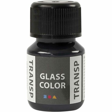 Glasverf - Transparant - Zwart - Porseleinverf voor Glas, Plastic en Porselein - Waterbasis Verf - 30ml - Creatieve Materialen - Handafwasbaar na Bakken