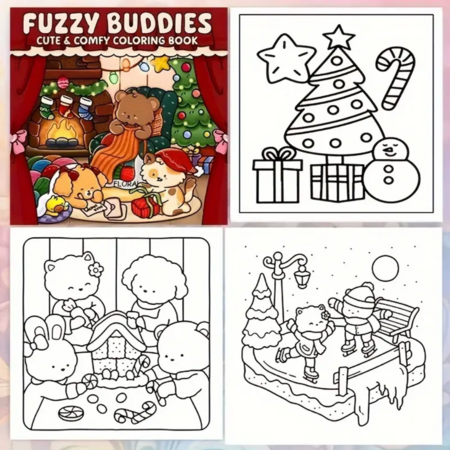 Fuzzy Buddies Kleurboek - BOGIKI Kleurboek - Gezellige Kleurplaten -  Kleurboek Volwassenen & Tieners - Knus Ontspannings Kleurboek - Dierenpersonages - 40 Lieve Kleurplaten - 22x22cm - Incl. 1 alcoholmarker