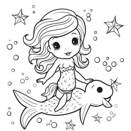 Kleurboek Zeemeerminnen – Zeemeermin Oceaan Thema – Kleurboek Voor Volwassenen En Kinderen – Schattige Illustraties - Zeemeermin Kleurplaten - Oceaan Avonturen - Zeedieren - 20x20cm - 22 Tekeningen