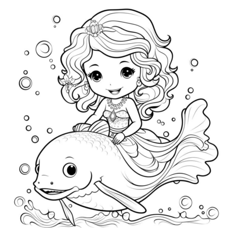 Kleurboek Zeemeerminnen – Zeemeermin Oceaan Thema – Kleurboek Voor Volwassenen En Kinderen – Schattige Illustraties - Zeemeermin Kleurplaten - Oceaan Avonturen - Zeedieren - 20x20cm - 22 Tekeningen