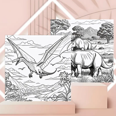 Dino Kleurboek – Kleurboek Kinderen Dinosaurus – Kleurboek Dinosaurus – Dinosaurus Kleurplaten – Kleurboek Kinderen Fantasie - 20x20cm - 22 Kleurplaten