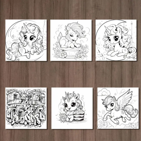 Unicorn Kleurboek - Kleurboek Eenhoorns - Magische Kleurplaten - Eenhoorn Illustraties - Regenbogen en Kastelen - Rainbow Unicorns - 20x20cm - 20 Tekeningen