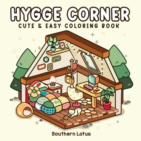 Hygge Corner Kleurboek - Kleurboek Volwassen En Tieners - Lieve Hoekjes - Huiselijke Sfeer - Rustgevende Illustraties - Cozy Hygge Kleurboek - 21,6x21,6 cm - 52 Kleurplaten - Incl. 1 alcoholmarker