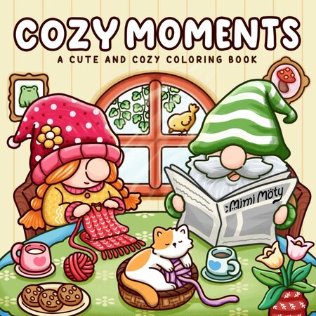 Cozy Moments Kleurboek - Hygge Kleurboek - Ontspanning & Kleuren - Gnome Kleurplaten -ÊKleurboek Volwassenen Tieners -Ê40 Gezellige Schattige Kleurplaten -Ê21,5 x 21,5 cm - Incl. 1 Alcoholmarker
