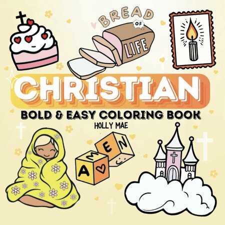 Christelijk Kleurboek - Bijbelse Kleurplaten - Bold and Easy Coloring - Geloof Kleurboek - Christelijke Illustraties -Ê40+ Unieke Eenvoudige Bijbelse Kleurplaten -Ê21,5 x 21,5 cm - Incl. 1 Alcoholmark