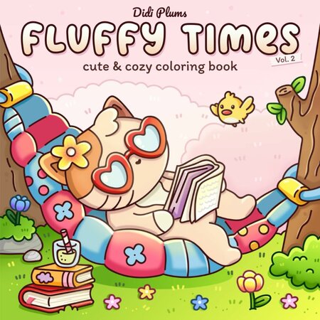 Fluffy Times Vol. 2 Kleurboek - Schattige Dieren Kleurboek - Cozy Coloring Book - Cute Animal Moments - Kleurboek Volwassenen En TienersÊ- 40 Knusse Illustraties - 21,5 x 21,5 cm - Incl. 1 Alcoholmark