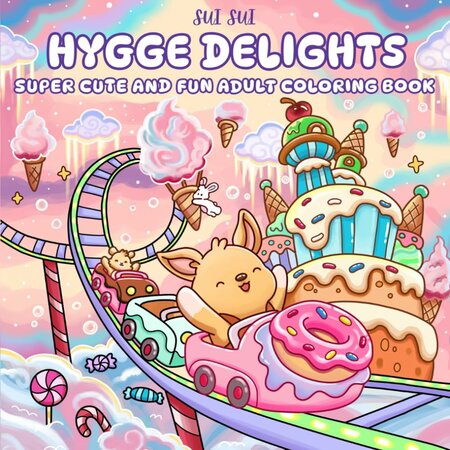 Hygge Delights Kleurboek - Zoete Illustraties - Snoepkleurboek Volwassenen - Knusse Eten Scnes - Kleurboek Met Taarten En Toetjes - 21,59x21,59cm - 40 Kleurplaten - Incl. 1 Alcoholmarker