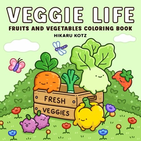 Veggie Life Kleurboek - Groente En Fruit Kleurboek - Veggie Kleurboek - Kleurboek Tieners En Volwassenen - Kawaii Eten Kleurboek - 21,59 x 21,59 cm - 40 Kleurplaten - Incl. 1 Alcoholmarker