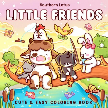 Little Friends Kleurboek - Schattige Dieren Kleurboek - Fuzzy Animal Kleurplaten - Cozy Kleurboek - Lieve Dierenvriendjes Kleurplaten - 21,59 x 21,59 cm - 40 Cozy Kleurplaten - Incl. 1 Alcoholmarker