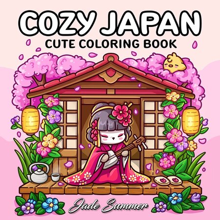 Cozy Japan Kleurboek - Japan Thema Kleurboek - Cozy Japanse Cultuur Kleuren - Geisha Tuinen Cherry Blossom Kleurboek - Kawaii Illustraties - 21,59 x 21,59 cm - 40 Cozy Kleurplaten - Incl. 1 Alcoholmarker