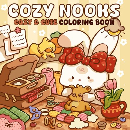 Cozy Nooks Kleurboek - Knusse Hoekjes Kleurboek - Warm Interieur Rustgevende Tekeningen - Kleurboek Tieners En Volwassenen - 21,59 x 21,59 cm - 40 Cozy Kleurplaten - Incl. 1 Alcoholmarker