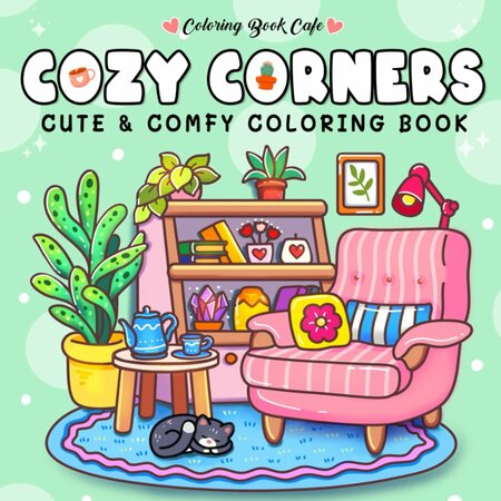 Cozy Corners Kleurboek - Hygge Knusse Hoekjes Kleurboek - Interieur Kleurplaten -Relaxation Kleurboek voor Tieners En Volwassenen - 21,59 x 21,59 cm - 40 Cozy Kleurplaten - Incl. 1 Alcoholmarker