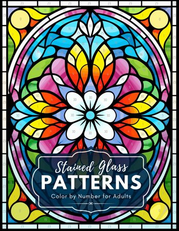 Kleuren Op Nummer Patterns - Kleurboek Glas In Lood Patronen - Stained Glass Coloring Book - Kleurboek Natuur Volwassenen En Tieners - A4 - 50 Kleurplaten Mozaiek - Incl. Alcoholmarker