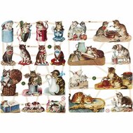 Vintage Plaatjes - Katten Thema - Poëzie Album Plaatjes - DIY Knipplaatjes Voor Scrapbooking & Kaarten Maken - Nostalgische Motieven - 16,5x23,5 cm - Set van 2 Vellen