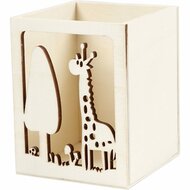Pennenbakje Hout - DIY Decoratie Pennenhouder - Vierkant Houten Bakje - Geschikt Voor Schilderen & Houtbranden - Knutselen Voor Kinderen & Volwassenen - 10x8 cm - Creatieve Opbergoplossing