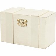 Houten Schatkist - Opbergkistje Met Metalen Sluiting - Vintage Mini Kist Voor DIY, Decoratie & Sieraden - Houten Doos Om Te Versieren & Beschilderen - 12x7,5x6 cm - 1 Stuk
