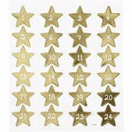 Advent Stickers - Gouden Sterren Met Cijfers 1-24 - DIY Decoratie Voor Kaarten en Kerst - Afmetingen 15x16,5cm - 24 Stickers - 1 Vel
