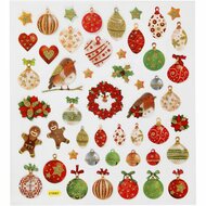 Stickers Goud - Kerstballen Stickers - Gouden Zelfklevende Feestelijke Stickervellen - DIY Decoratie - Scrapbooking & Kaarten Maken - 15x16,5 cm - 1 Vel