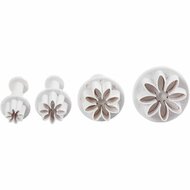 Uitsteekvormen met Stempel - Bloemvormige Bakvormen - Fondant, Klei en Koekjes Uitsteken - Decoratie Gereedschap voor Taarten en DIY Knutselprojecten - Perfecte Bakaccessoires - 4 Stuks