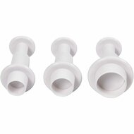 Uitsteekvormen met Stempel - Ronde Koekjesvormen - Fondant en Marsepein Uitsteken - Creatieve Keukenhulpmiddelen voor Bakken en Decoreren - Perfect voor Hobbybakkers - 3 Stuks