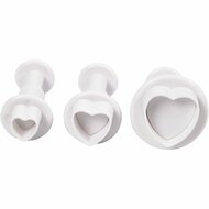 Uitsteekvormen met Stempel - Hartvormige Snijvormen - Fondant, Klei en Koekjes Uitsteken - DIY Bakgereedschap en Knutselvormen - Handig voor Bakliefhebbers en Hobbyisten - 3 Stuks