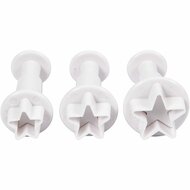 Uitsteekvormen met Stempel - Stervormige Koekjes- en Fondantvormen - Bakaccessoires voor Cupcakes, Taarten en Klei Decoratie - Perfect voor Feestelijke Creaties - 3 Stuks
