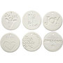 Ornamenten - Home deco - Terracotta - wit - 7x7x0,6cm - Creotime - 24 Stuks
